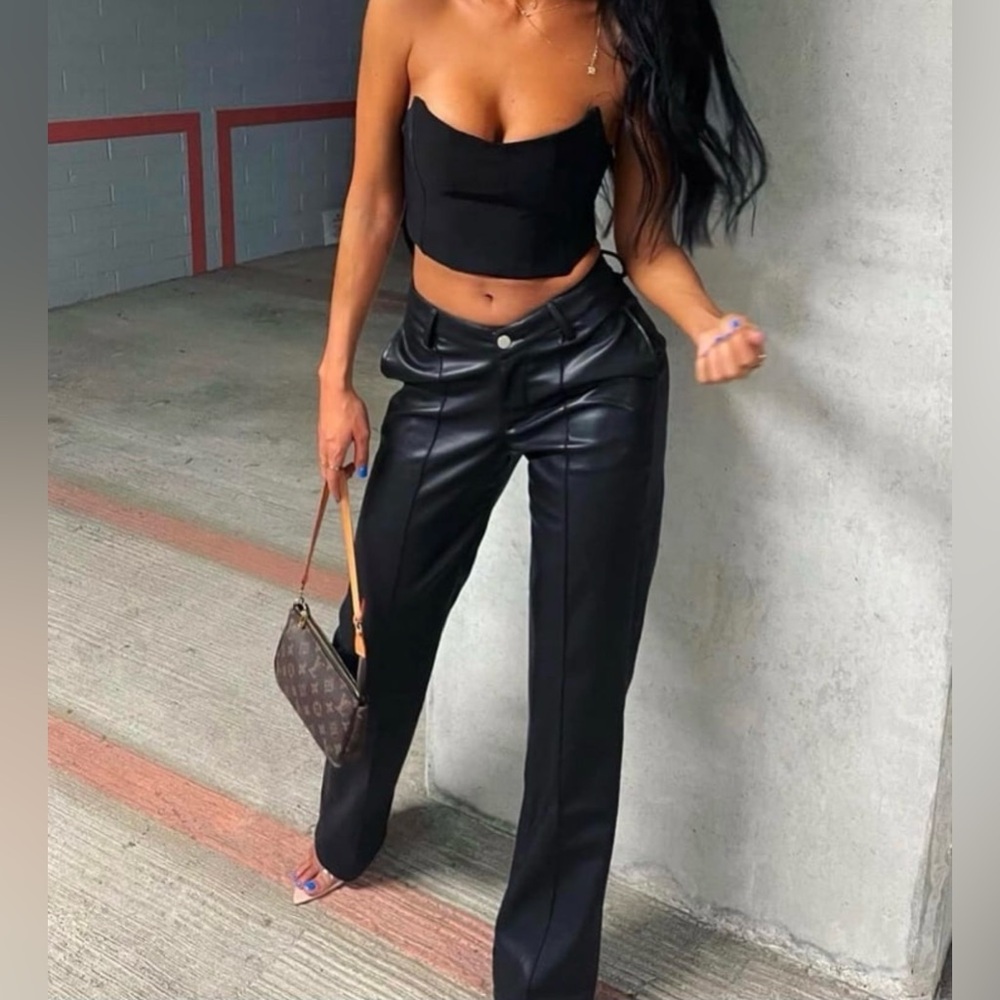 The Kript Briar Black Faux Leather pants